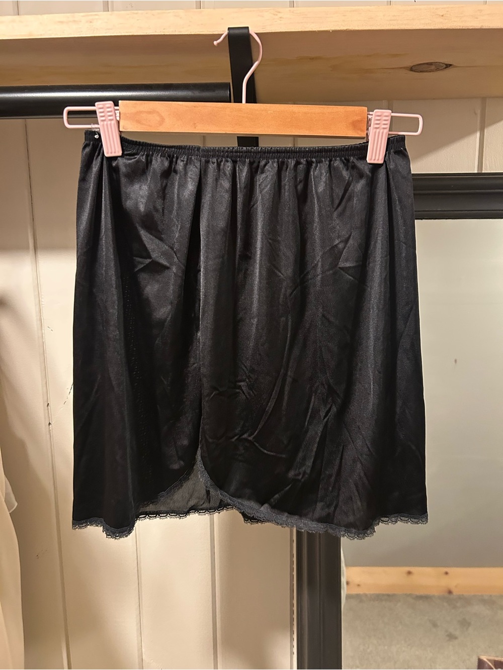 Vintage Black Mini Slip Skirt - M